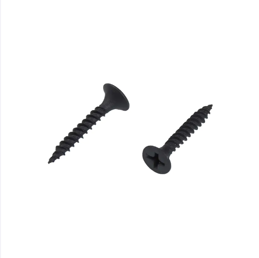 What effect does an oxidized black finish have on the durability and corrosion resistance of carbon steel drywall screws?